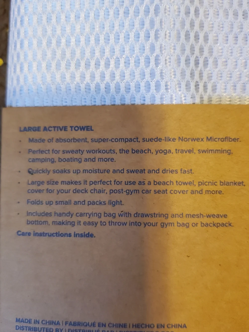Norwex White Mesh Active Towel with Blue Trim